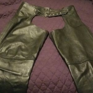 Mens leather motorcycle chaps